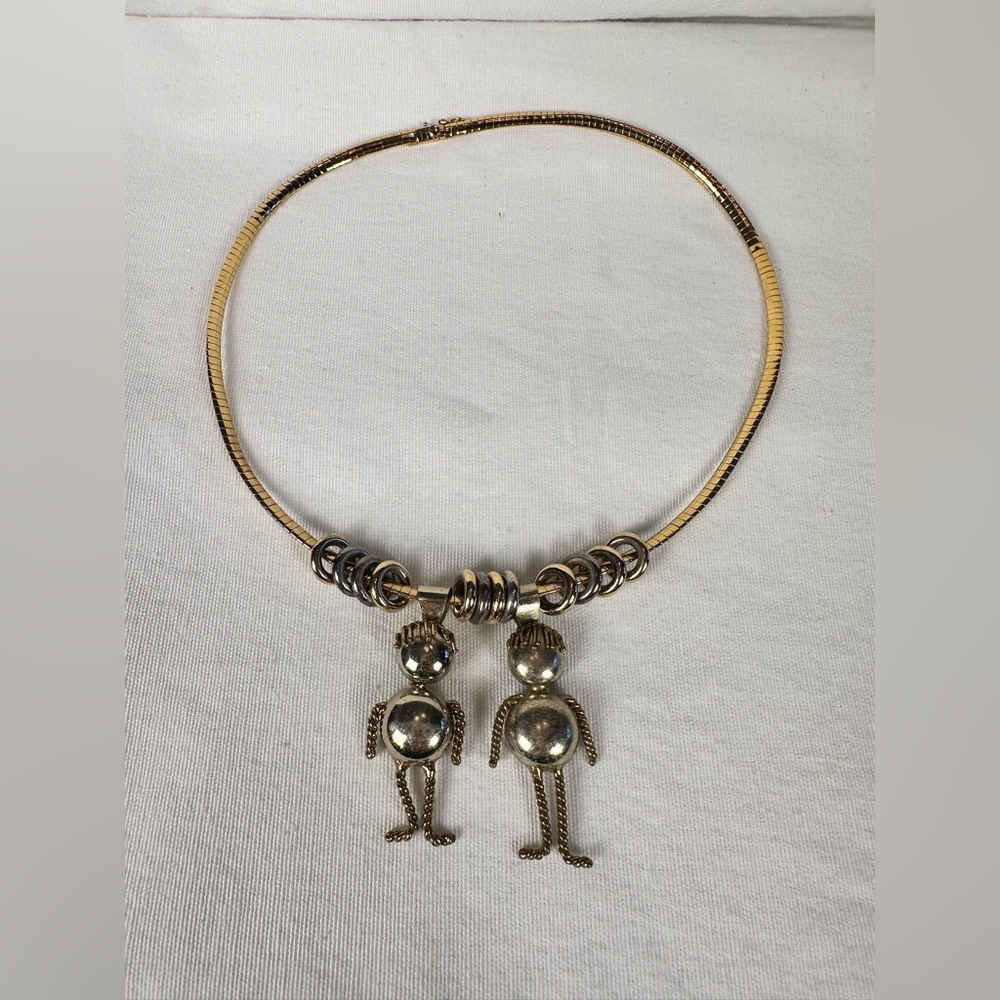 2 boy Gold and Silver Pendant Necklace 18 1/2in long